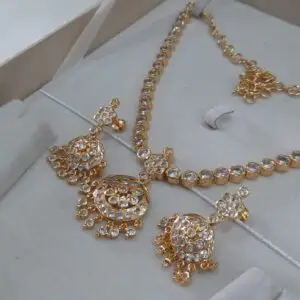 Whites Stone Necklace with Earring