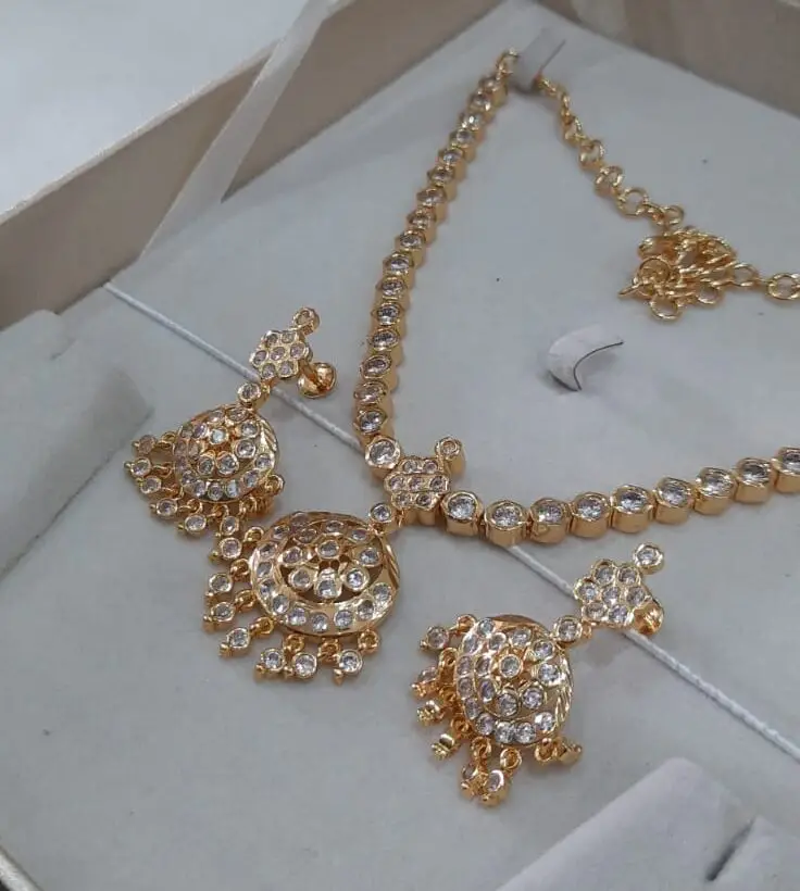 Whites Stone Necklace with Earring