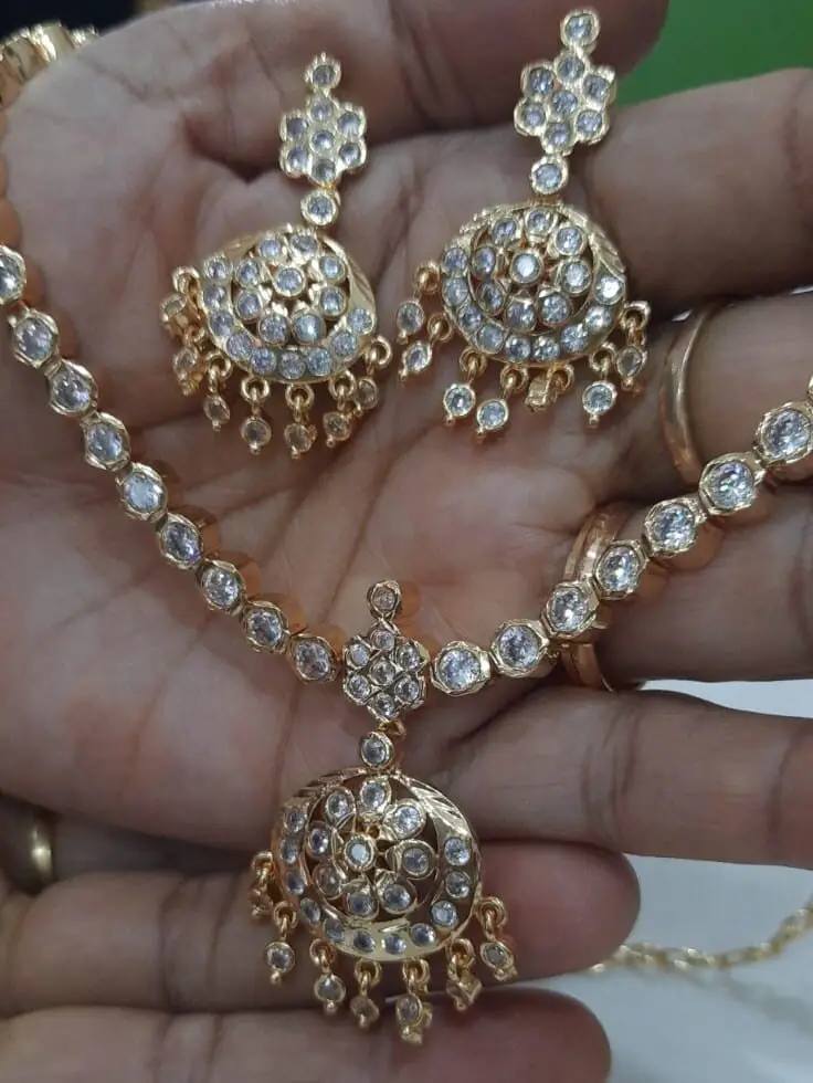 Whites Stone Necklace with Earring - Image 3