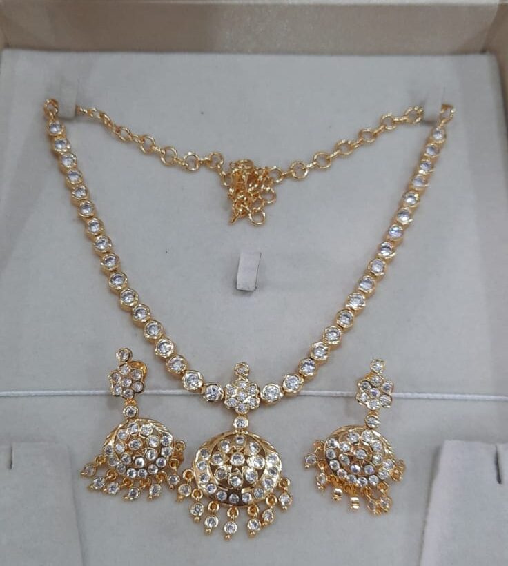 Whites Stone Necklace with Earring - Image 2