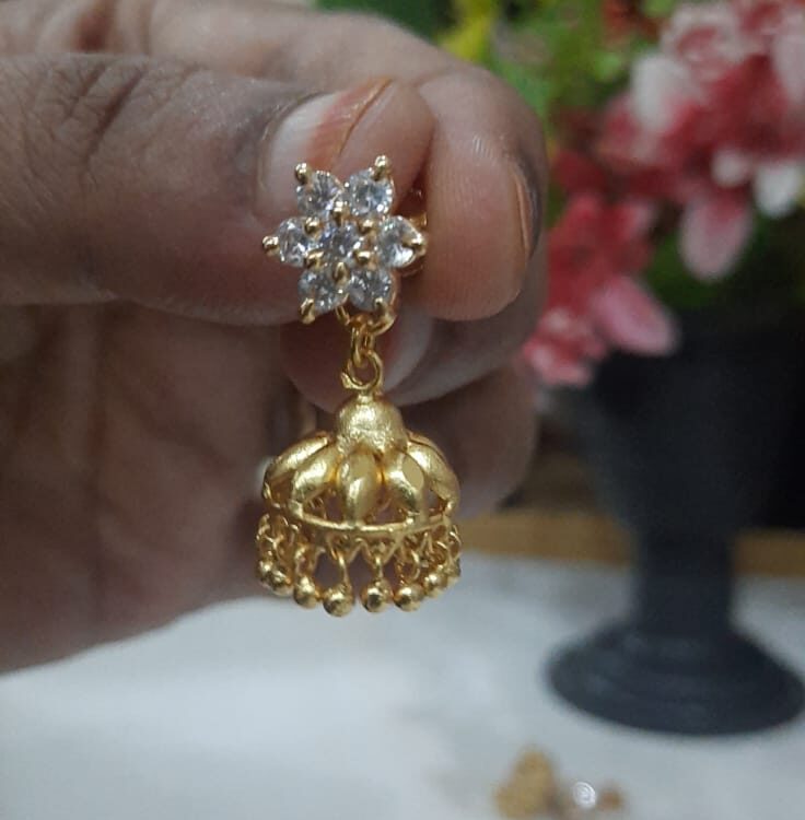 white stone Jhumka - Image 3