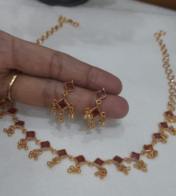 cute ruby stone necklace