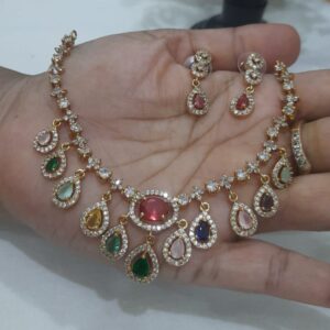 multi colour stone necklace
