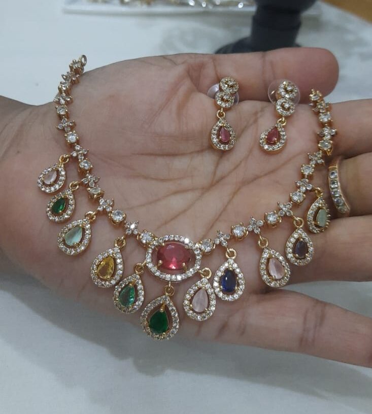 multi colour stone necklace