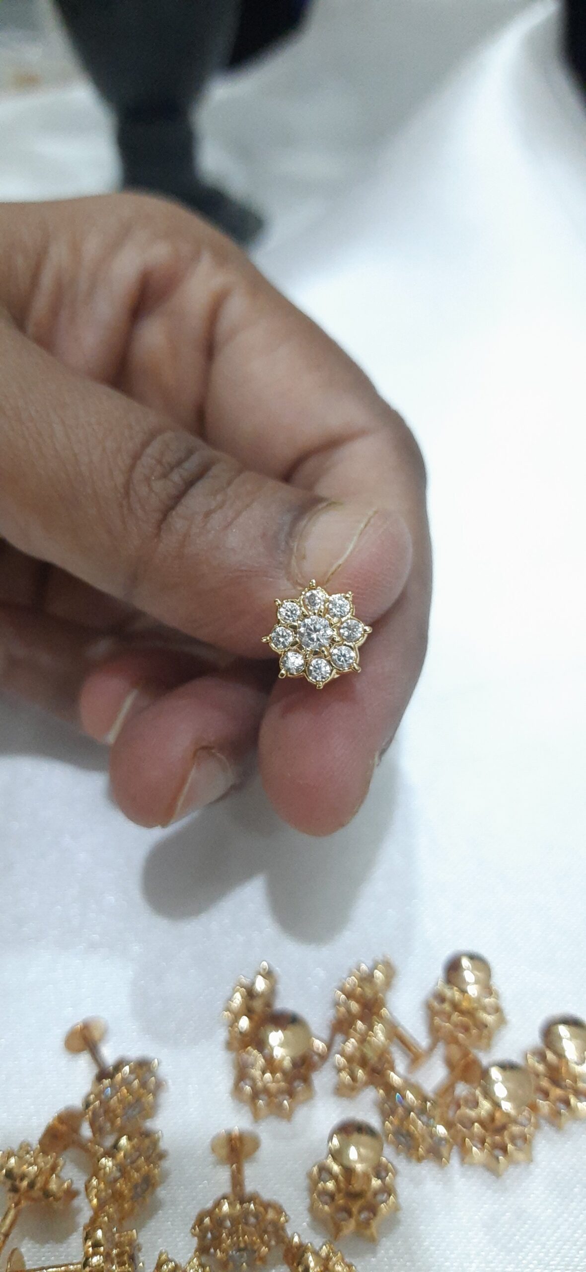9 Stone impon Diamond Replica Earring - Image 2