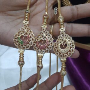 Premium peacock AD Stone Mugappu chain 26 inch