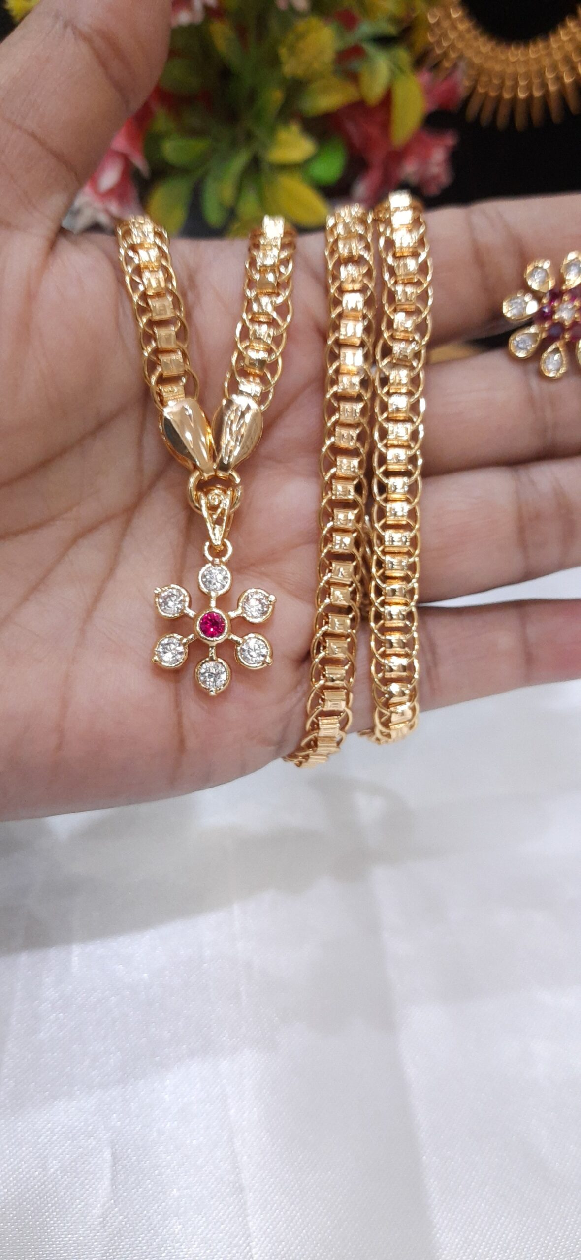 premium chain with earring